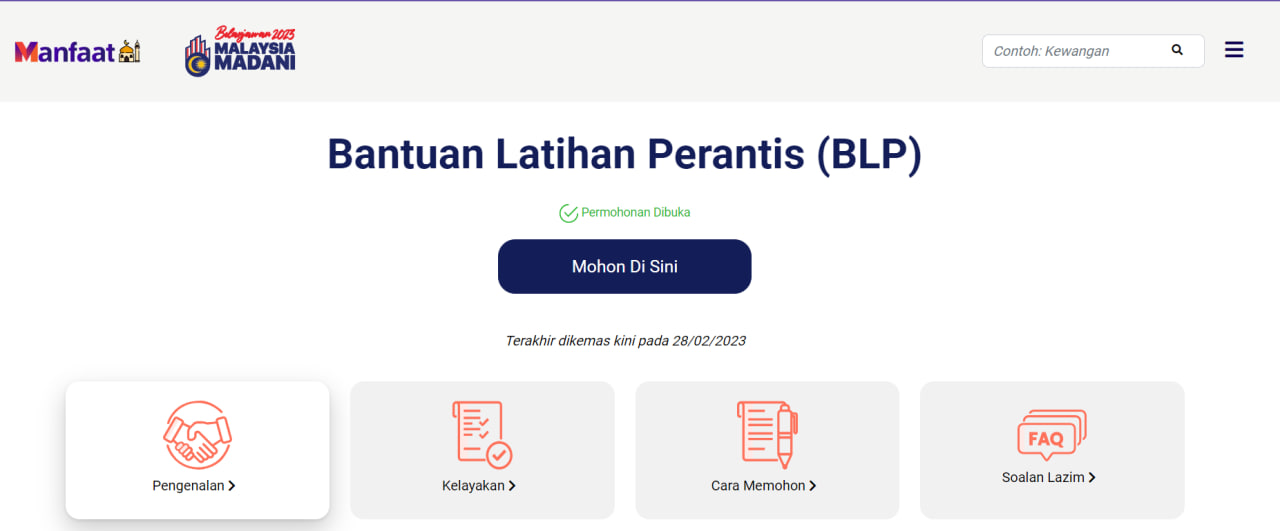 Permohonan Bantuan Blp Rm Semak Kelayakan