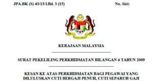 Pekeliling Kesan ke Atas Perkhidmatan Bagi Pegawai yang diluluskan Cuti Bergaji Penuh, Cuti Separuh Gaji dan Cuti Tanpa Gaji