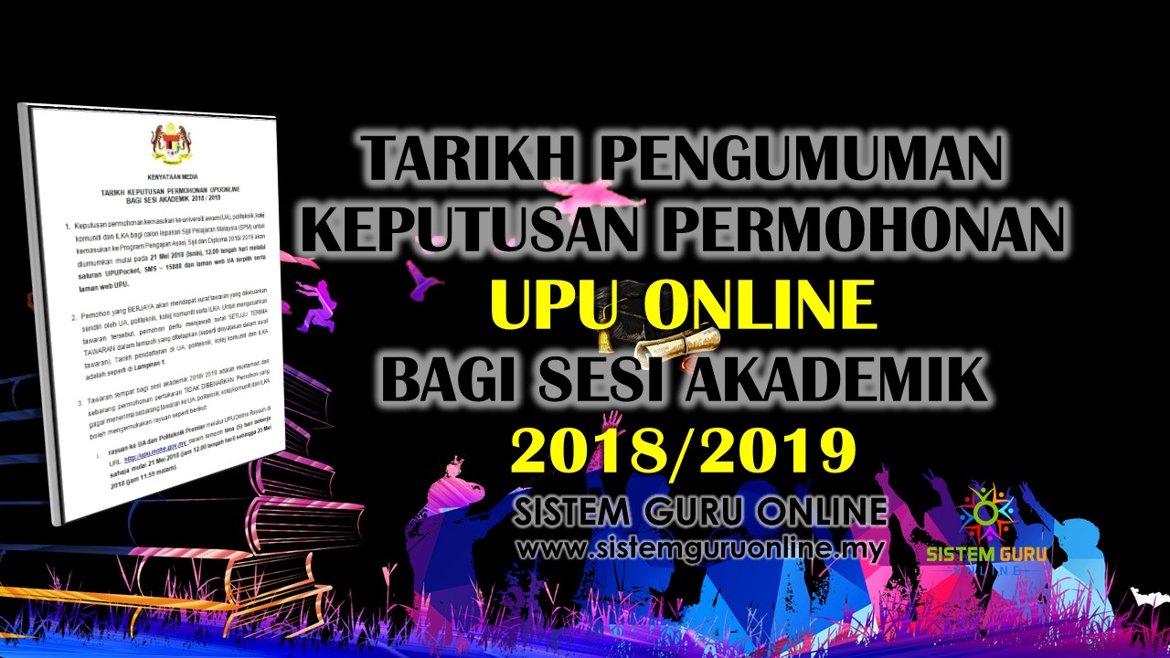 Tarikh Pengumuman Keputusan Permohonan UPU Online bagi 