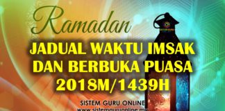 Jadual Waktu Imsak dan Berbuka Puasa 2018M/1439H Malaysia Jadual Waktu Imsak dan Berbuka Puasa 2018M/1439H Malaysia