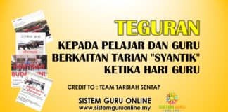 Teguran kepada Pelajar dan Guru Berkaitan Tarian "Syantik" ketika Hari Guru
