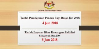 Bayaran Pencen Jun 2018 Dibayar pada 4 Jun ini