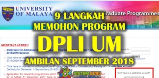 9 Langkah Memohon Program DPLI UM Ambilan September 2018 9 Langkah Memohon Program DPLI UM Ambilan September 2018