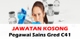 Jawatan Kosong Pegawai Sains Gred C41