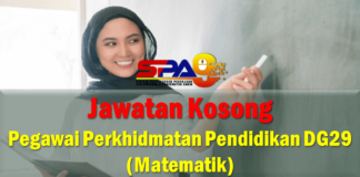 Jawatan Kosong Pegawai Perkhidmatan Pendidikan DG29 (Matematik) Effective Mei 2021 Jawatan Kosong Pegawai Perkhidmatan Pendidikan DG29 (Matematik)