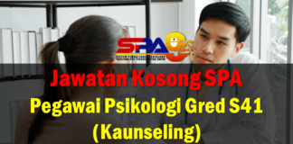 Jawatan Kosong SPA Pegawai Psikologi Gred S41 (Kaunseling)