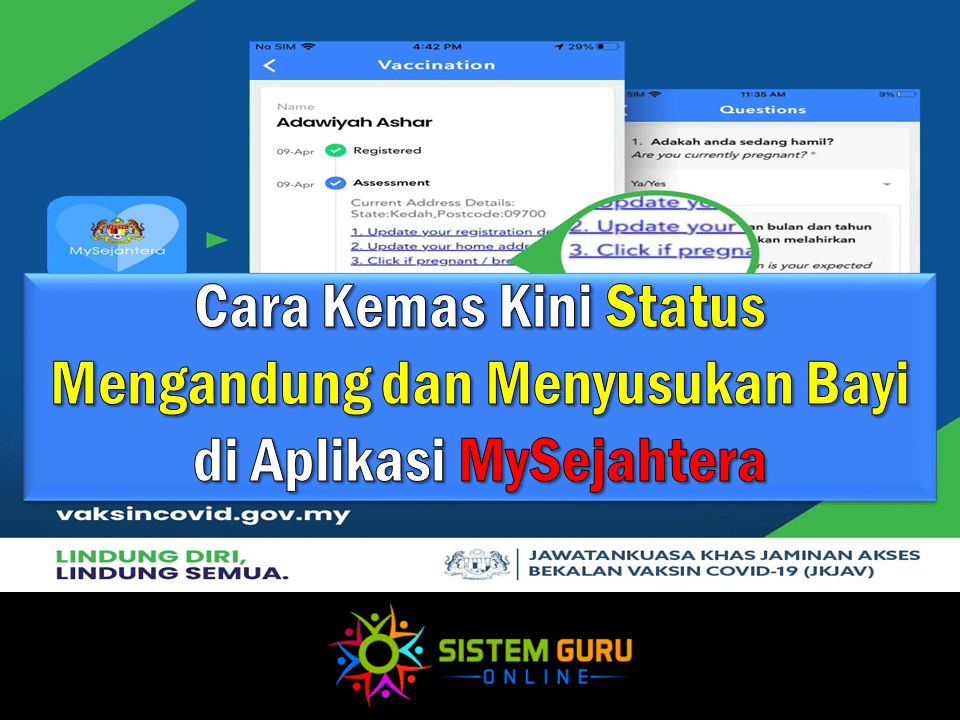 Cara Kemas Kini Status Mengandung dan Menyusukan Bayi di Aplikasi