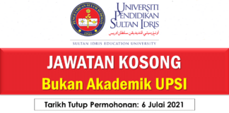 Jawatan Kosong Bukan Akademik UPSI Effective Jun 2021 Jawatan Kosong Bukan Akademik UPSI