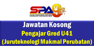 Jawatan Kosong Pengajar Gred U41 (Juruteknologi Makmal Perubatan)