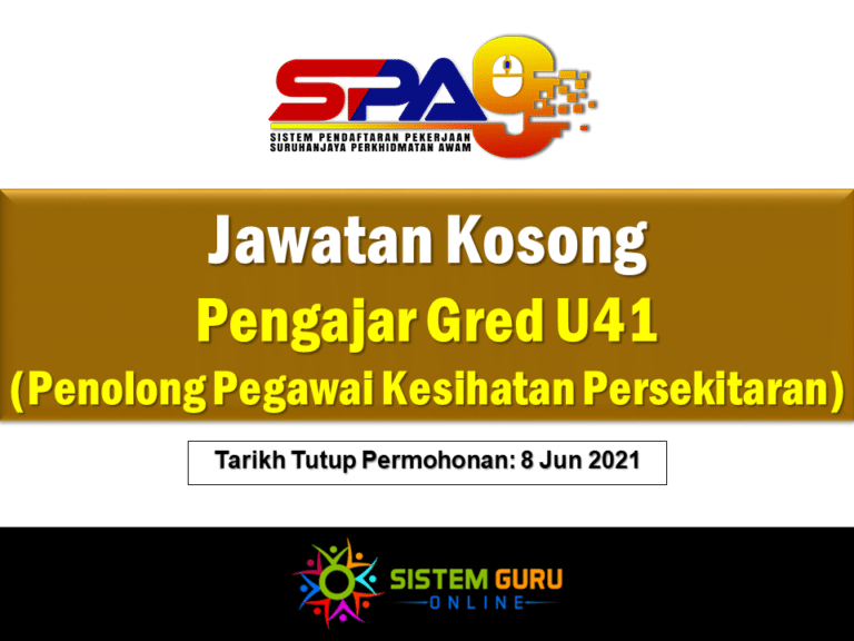 Jawatan Kosong Pengajar Gred U41 (Penolong Pegawai Kesihatan ...