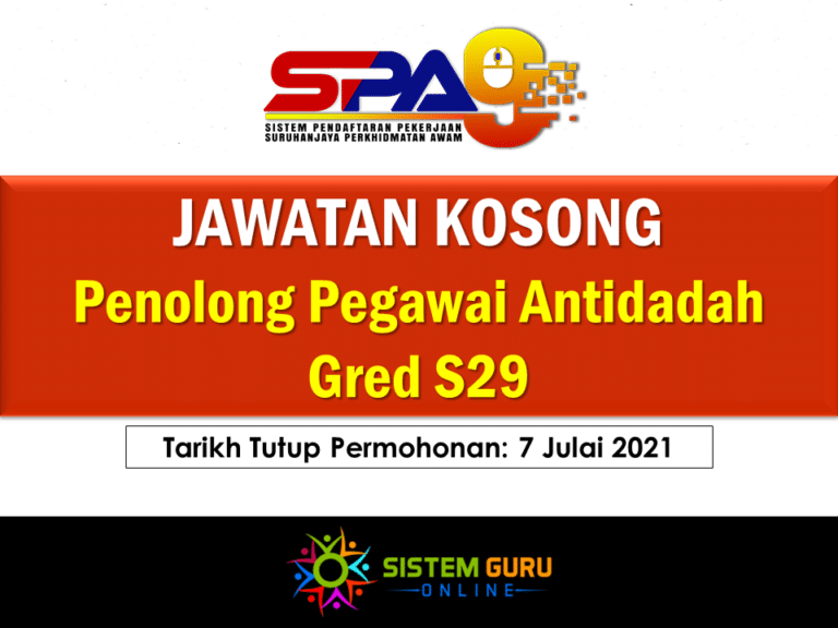 Jawatan Kosong Penolong Pegawai Antidadah Gred S29