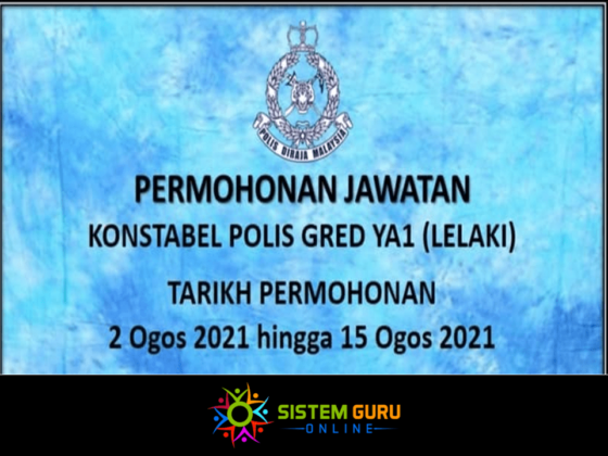 Permohonan Jawatan Konstabel Polis Gred YA1 (Lelaki)