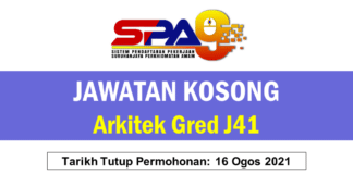 Jawatan Kosong Arkitek Gred J41 Effective Ogos 2021 Jawatan Kosong Arkitek Gred J41