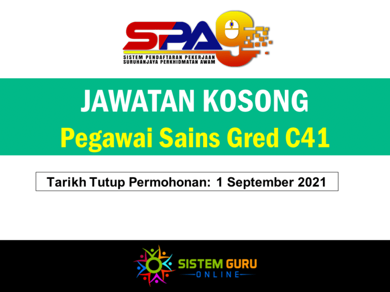 Jawatan Kosong Pegawai Sains Gred C41