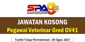 Official Jawatan Kosong Pegawai Veterinar Gred GV41 Jawatan Kosong Pegawai Veterinar Gred GV41
