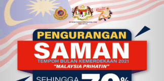 Tawaran Pengurangan 70% Saman JPJ Sempena Bulan Kemerdekaan 2021