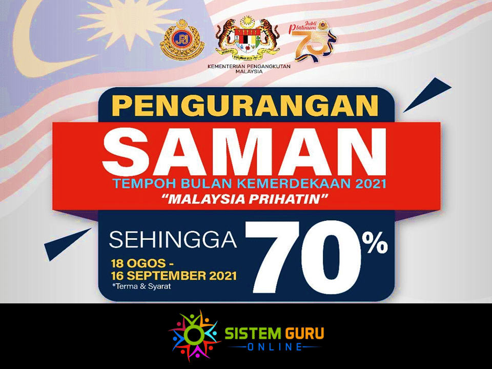 Tawaran Pengurangan 70% Saman JPJ Sempena Bulan Kemerdekaan 2021