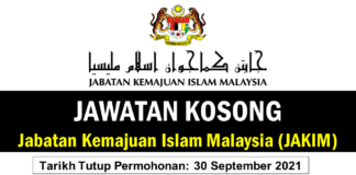 Jawatan Kosong Jabatan Kemajuan Islam Malaysia (JAKIM)