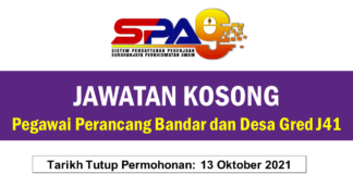 Jawatan Kosong Pegawai Perancang Bandar dan Desa Gred J41 Effective Ogos 2021 Jawatan Kosong Pegawai Perancang Bandar dan Desa Gred J41