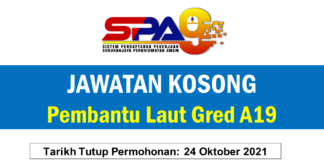 Jawatan Kosong Pembantu Laut Gred A19