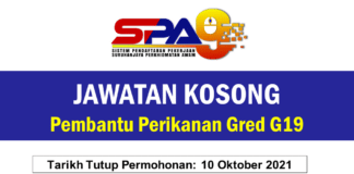 Jawatan Kosong Pembantu Perikanan Gred G19