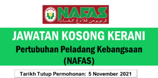 Official Jawatan Kosong Kerani Pertubuhan Peladang Kebangsaan (NAFAS) Effective 2021 Jawatan Kosong Kerani Pertubuhan Peladang Kebangsaan (NAFAS)