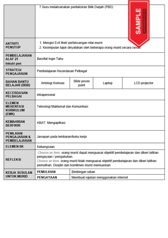 Contoh Rph Bm Tingkatan 2 2019  FatimafinSingleton