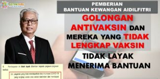 KERAJAAN BERTEGAS Bantuan Kerajaan tidak akan diberikan kepada Antivaksin dan Mereka yang Tidak Lengkap Vaksin BANTUAN KHAS