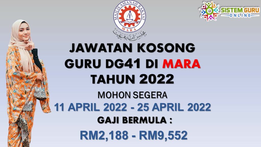 JAWATAN KOSONG Guru DG41 MARA TAHUN 2022