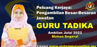 Pengambilan Besar-besaran Jawatan Guru Tadika/Taska Seluruh Malaysia Effective Julai 2022