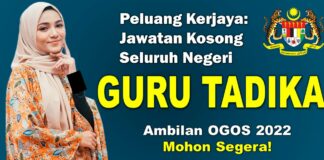 Jawatan Guru Tadika/Taska Seluruh Malaysia Effective Ogos 2022