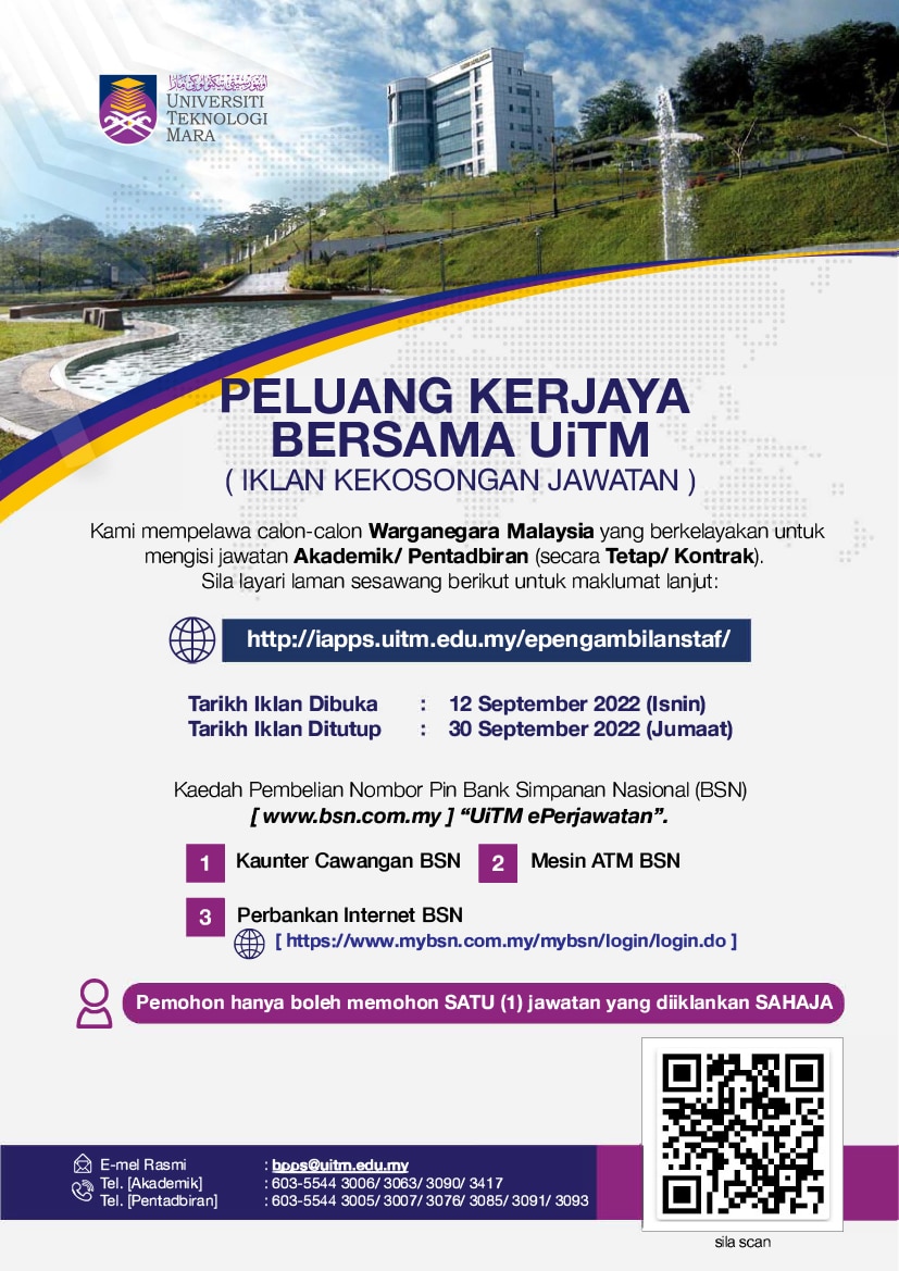 Pengambilan Besar Besaran Jawatan Kosong Di UITM Effective Sehingga 30   Poster Iklan Jawatan Kosong UiTM 