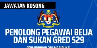 Jawatan Kosong Penolong Pegawai Belia dan Sukan Gred S29 Effective Sehingga 27 September 2022