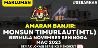 AMARAN BANJIR : MONSUN TIMUR LAUT(MTL) BERMULA NOVEMBER SEHINGGA MAC 2023 | SEMAK LOKASI YANG BERISIKO