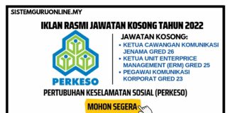 Jawatan Kosong Di PERKESO Bulan November Dan Disember