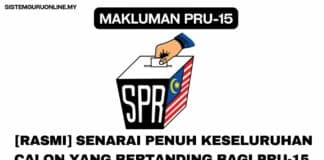 Senarai penuh calon pru15