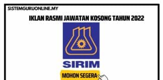 Jawatan Kosong Di SIRIM Bulan Disember 2022