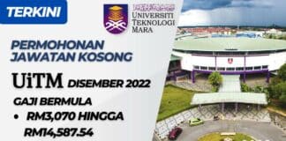 Jawatan Kosong UiTM Disember 2022 Gaji Bermula RM3,070 hingga RM14,587.54 Terkini : Permohonan Jawatan Kosong Di UiTM Disember 2022 | Gaji Bermula RM3,070 hingga RM14,587.54