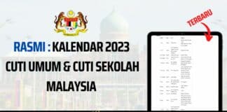 Kalendar 2023: Cuti Umum & Cuti Sekolah Malaysia