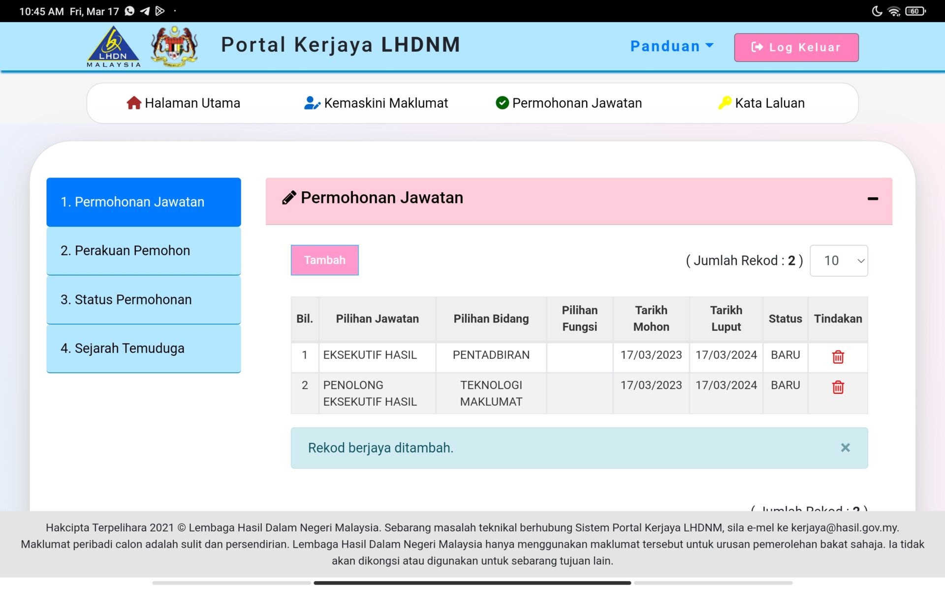 Permohonan Kerja Di LHDN, Mohon Dan Kemaskini Sebelum 31 Mac 2023