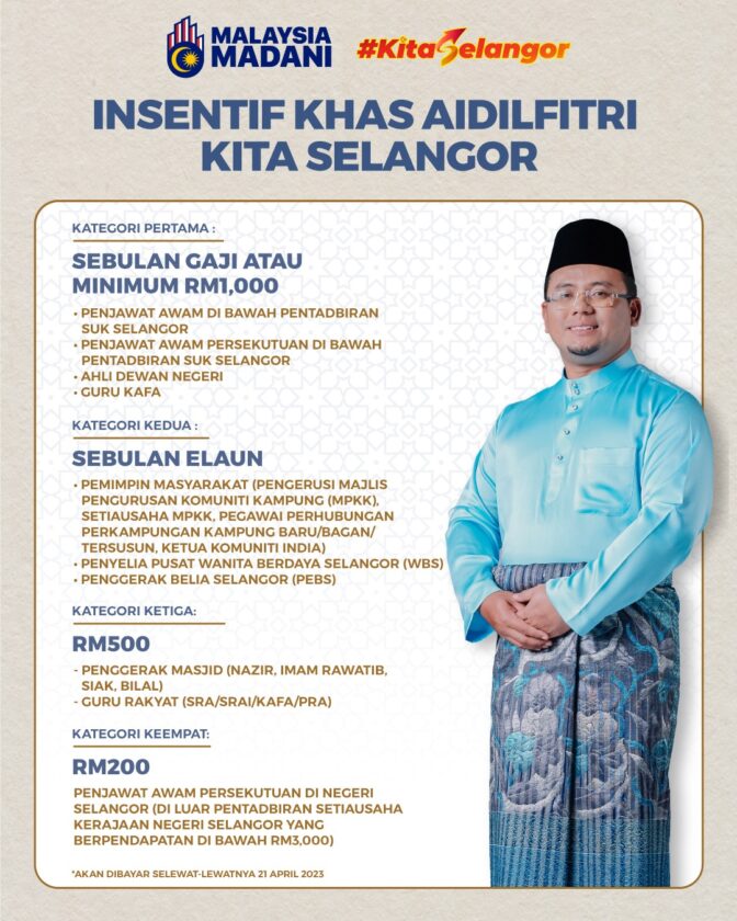 Bantuan Khas Aidilfitri Penjawat Awam Sebulan Gaji April