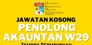 Jawatan Kosong Penolong Akauntan W29 Di UKM Tahun 2023