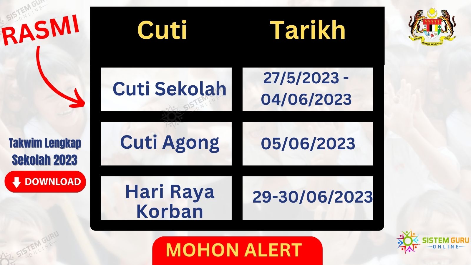 Cuti Sekolah 2023 Takwim Lengkap Sekolah 2023/ 2024