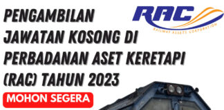 Pengambilan Jawatan Kosong Perbadanan Aset Keretapi (RAC) Jun 2023