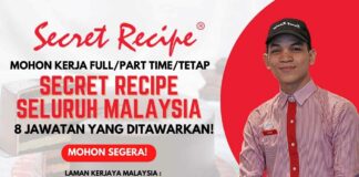 Cara Apply Kerja Secret Recipe yang Menawarkan 8 Jawatan Tetap KERJA SECRET RECIPE