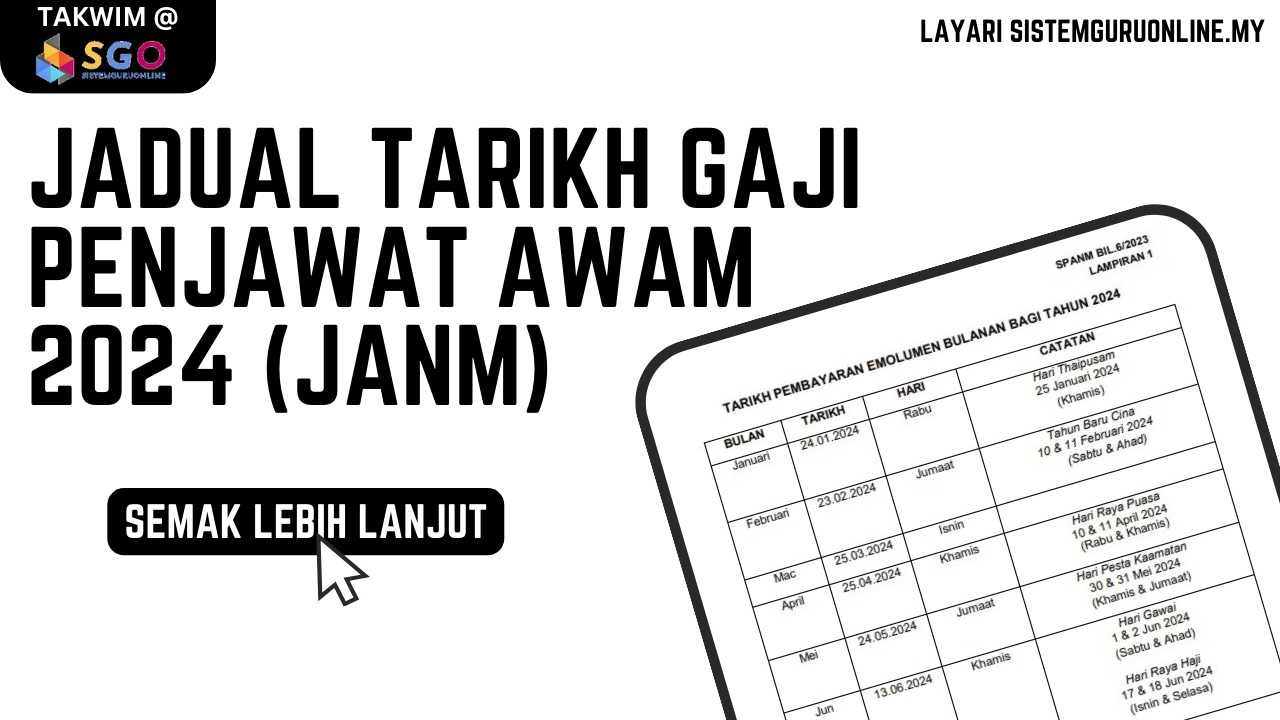 Jadual Tarikh Gaji Penjawat Awam 2024 JANM   Jadual Tarikh Gaji Penjawat Awam 2024 JANM 