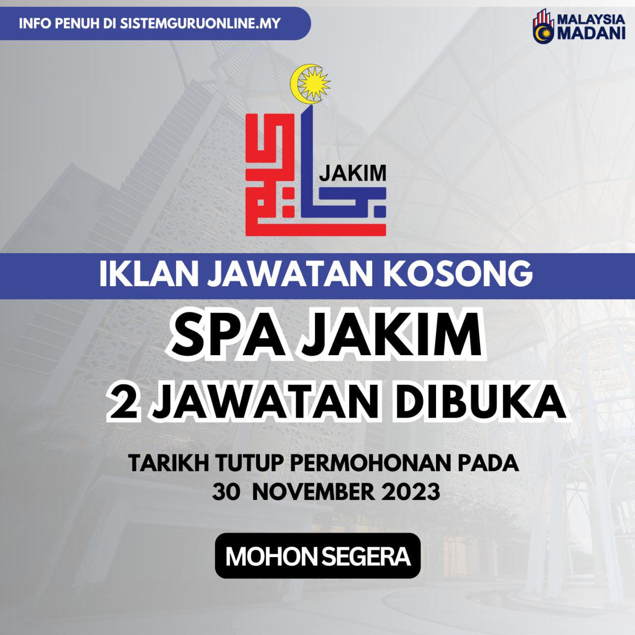 Kerja SPA : Pengambilan Jawatan Kerja Gred S41 Dan B41 Bagi Ambilan ...