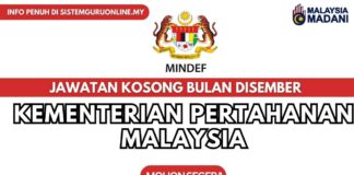 Pengambilan Jawatan MINDEF Disember 2023 Pengambilan Jawatan MINDEF Disember 2023