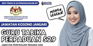 Pengambilan Jawatan Guru Tabika Perpaduan S29 Januari 2024 di JPNIN