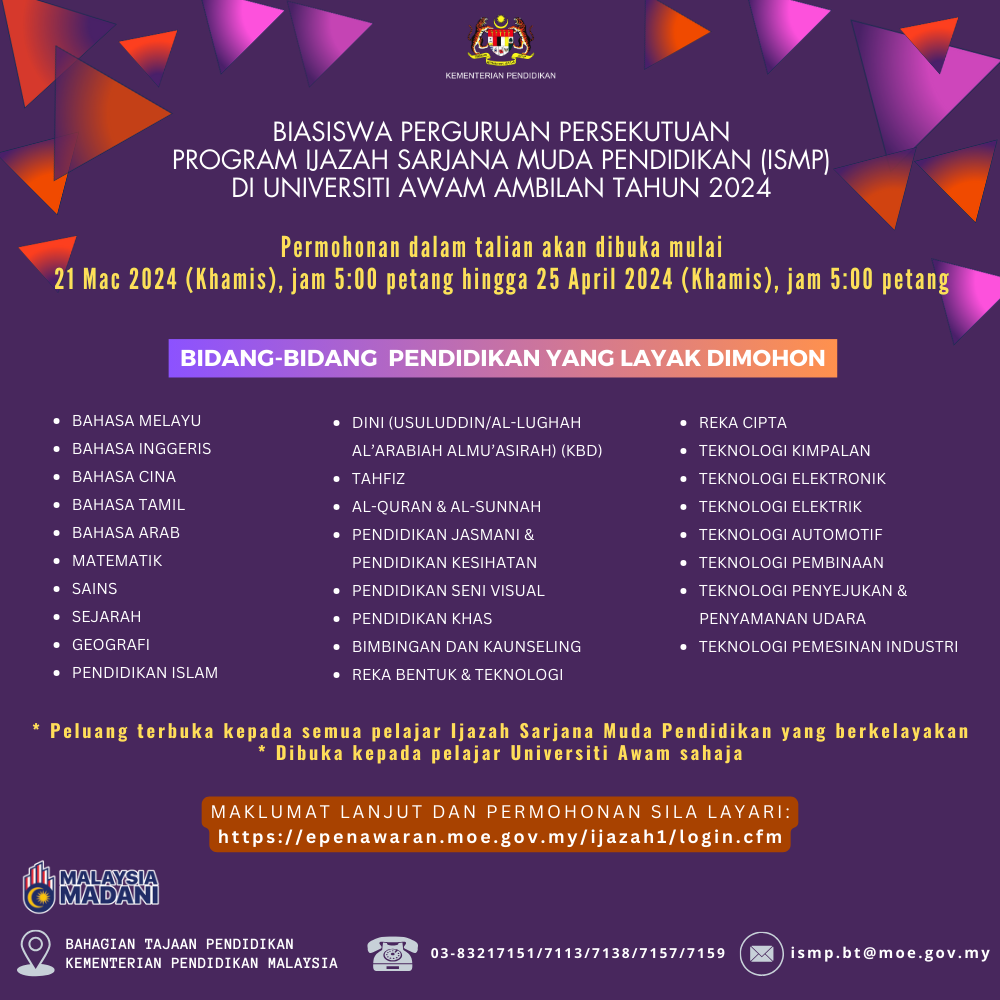 Permohonan Biasiswa Perguruan Persekutuan 2024 - Program Ijazah Sarjana ...